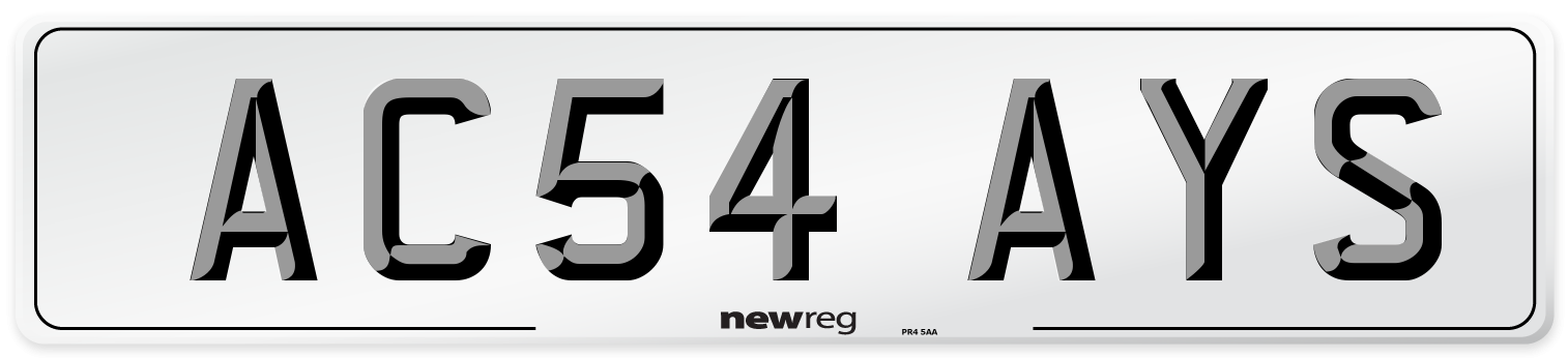 AC54 AYS Number Plate from New Reg
